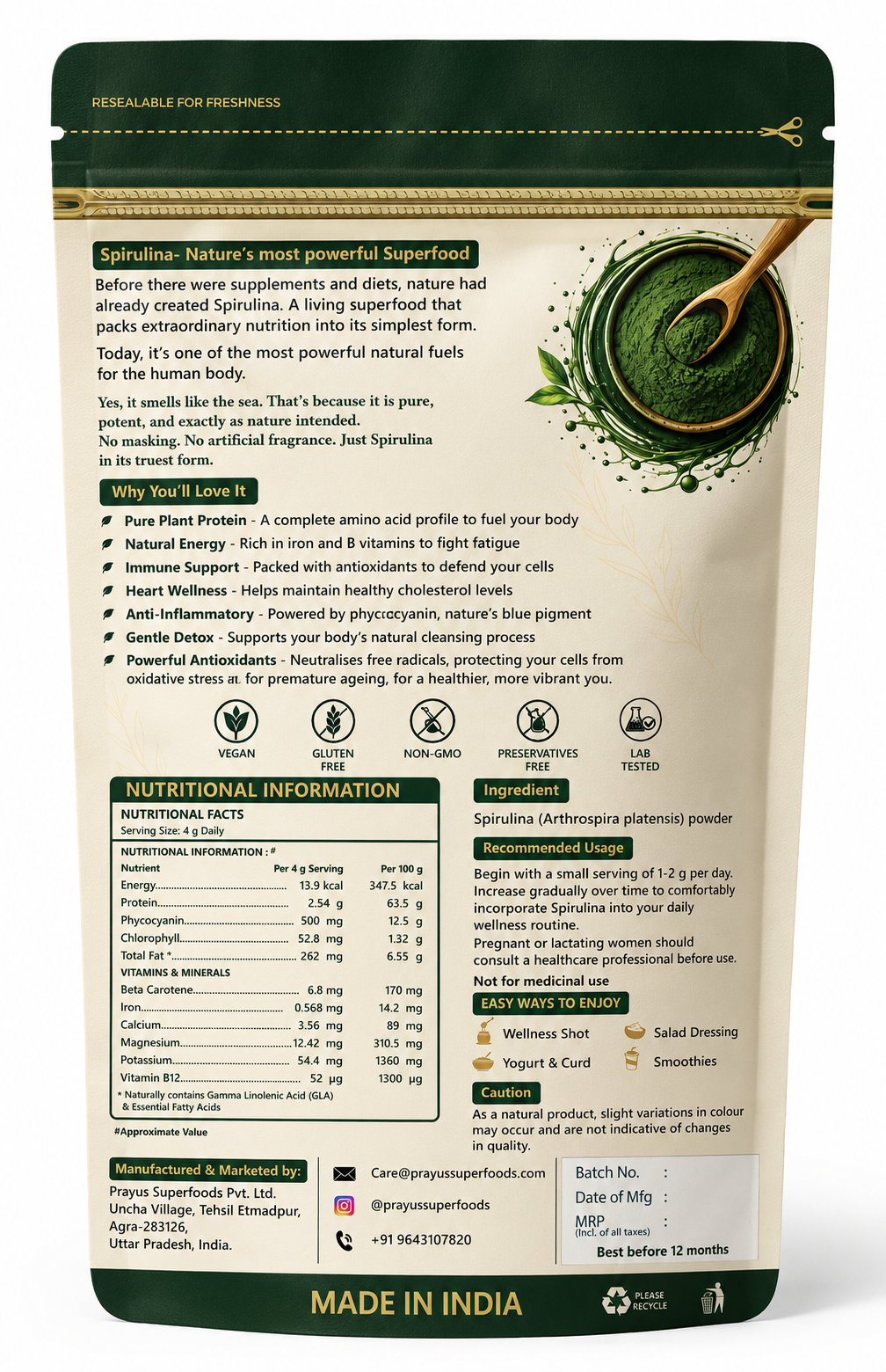 SPIRULINA POWDER (100 Gram)